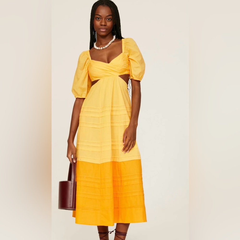 STAUD Carina yellow cotton dress